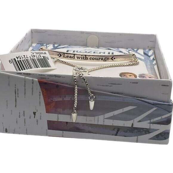 Disney Frozen 2 Lariat Bracelet Silver Plated Brass Lead With Courage Adjustable - Picture 2 of 3